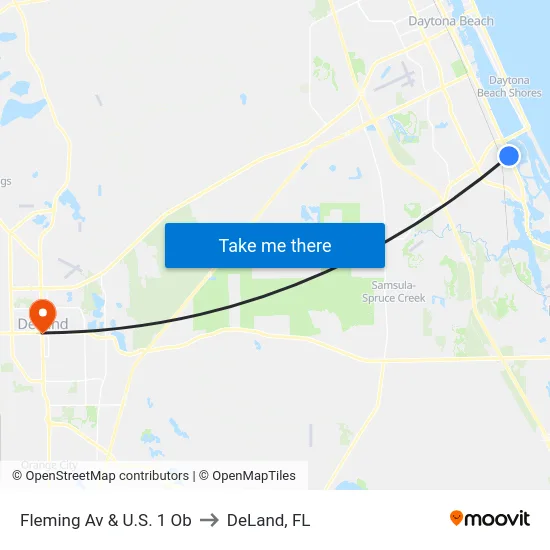 Fleming Av & U.S. 1 Ob to DeLand, FL map