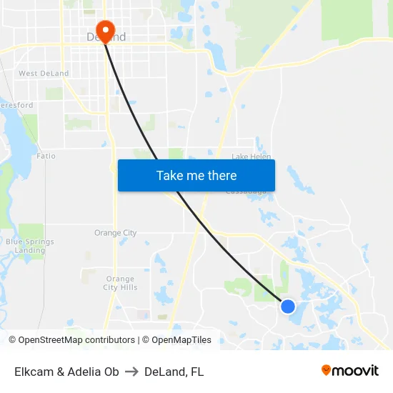 Elkcam & Adelia Ob to DeLand, FL map