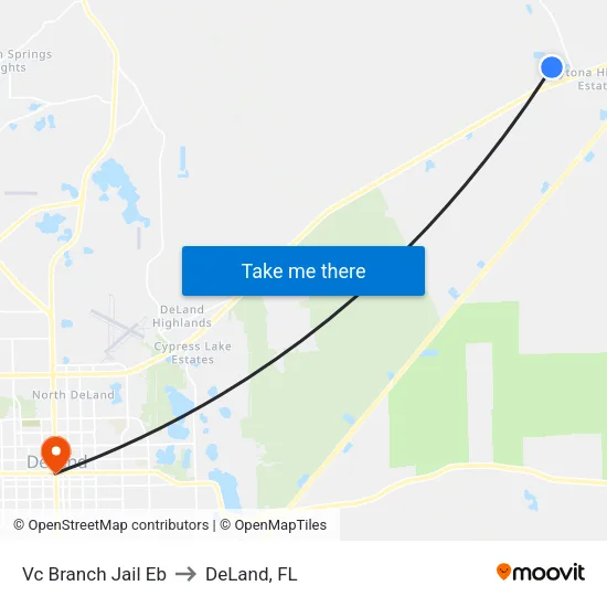 Vc Branch Jail Eb to DeLand, FL map