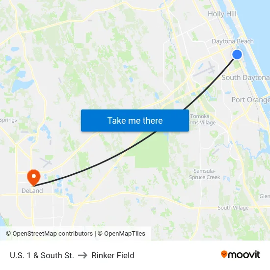 U.S. 1 & South St. to Rinker Field map