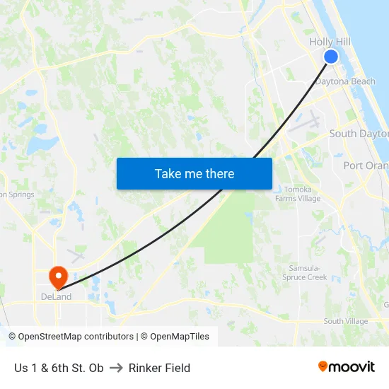 Us 1 & 6th St. Ob to Rinker Field map