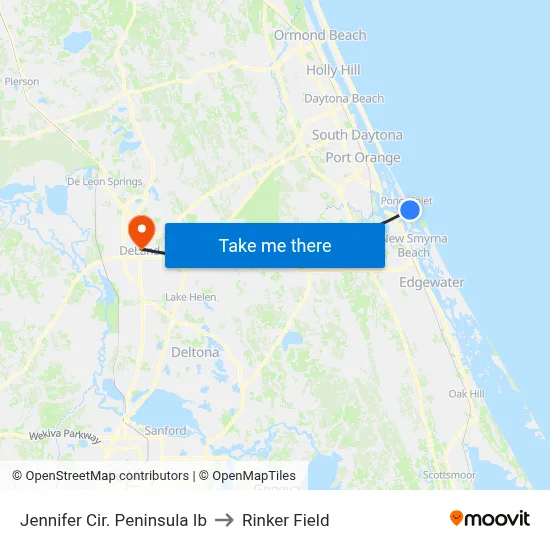 Jennifer Cir.  Peninsula  Ib to Rinker Field map