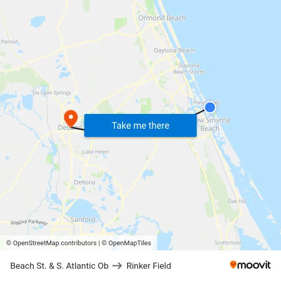 Beach St. & S. Atlantic Ob to Rinker Field map