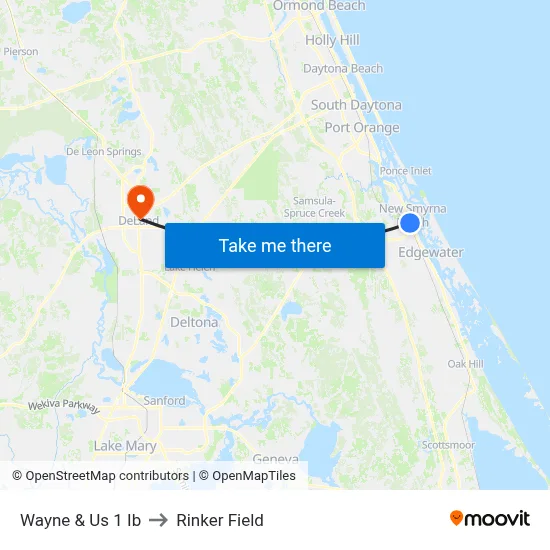 Wayne & Us 1 Ib to Rinker Field map
