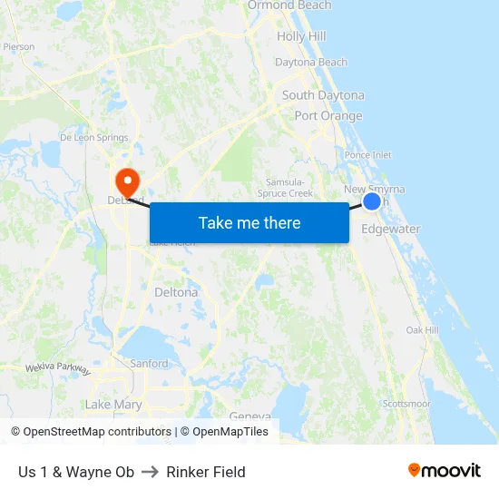 Us 1 & Wayne Ob to Rinker Field map