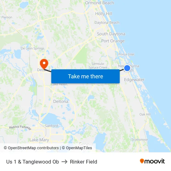 Us 1 & Tanglewood Ob to Rinker Field map