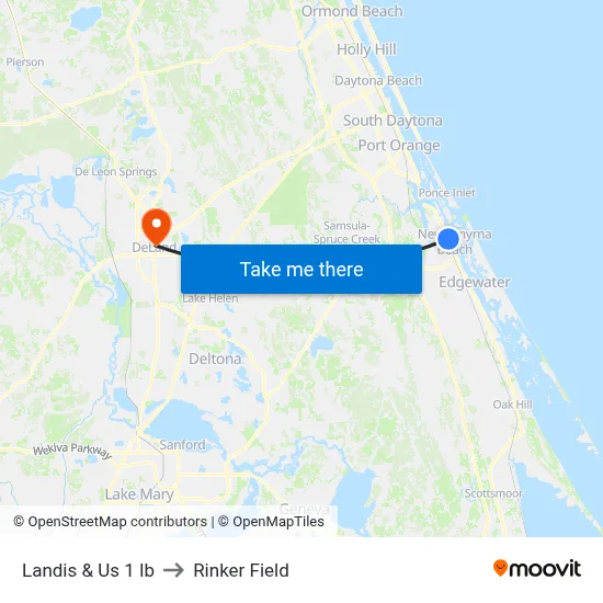 Landis & Us 1 Ib to Rinker Field map