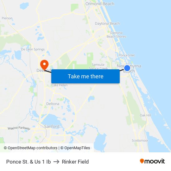 Ponce St. & Us 1 Ib to Rinker Field map