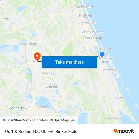 Us 1 & Redland Dr. Ob to Rinker Field map