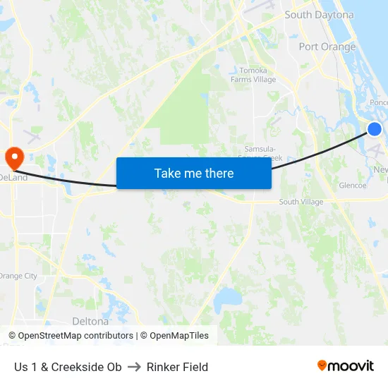 Us 1 & Creekside Ob to Rinker Field map