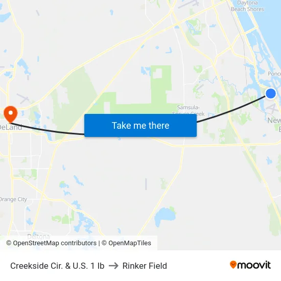 Creekside Cir. & U.S. 1 Ib to Rinker Field map