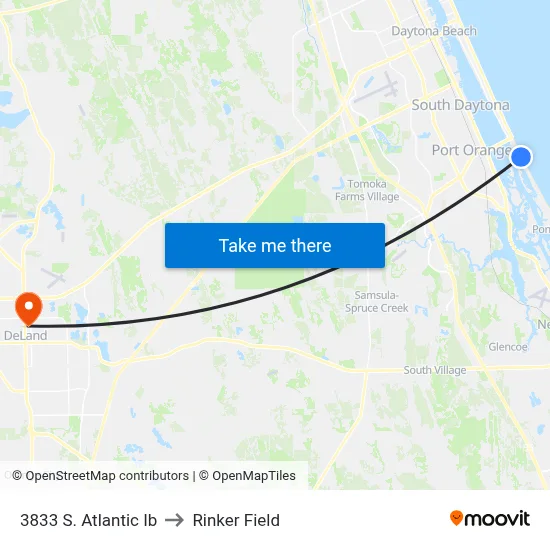 3833 S. Atlantic Ib to Rinker Field map