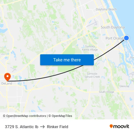 3729 S. Atlantic Ib to Rinker Field map