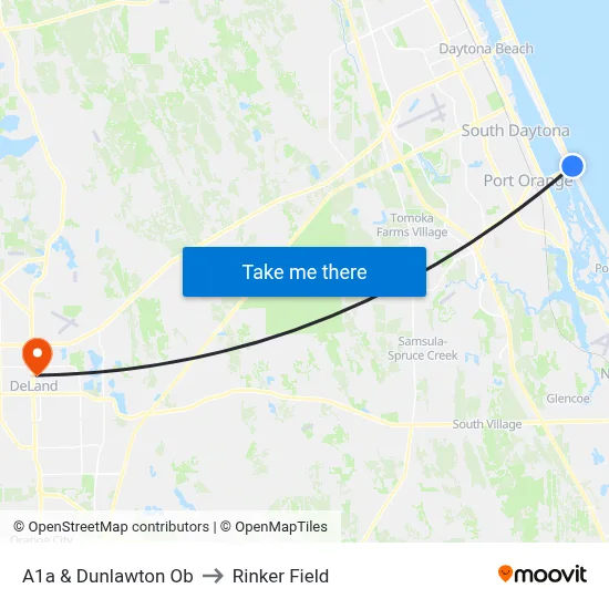 A1a & Dunlawton Ob to Rinker Field map