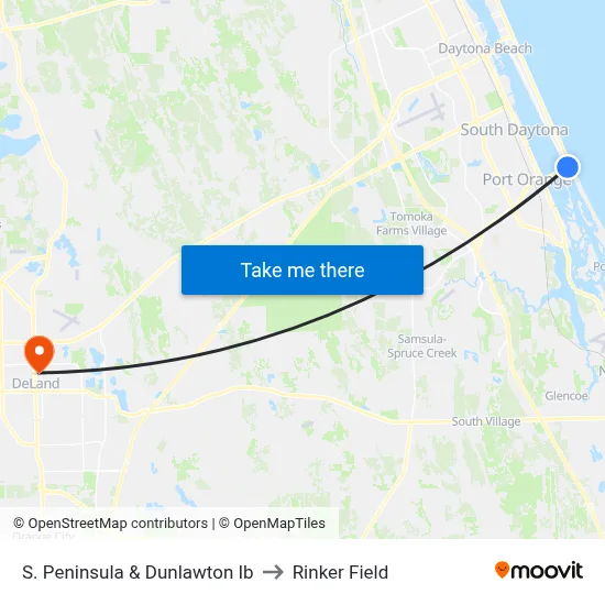 S. Peninsula & Dunlawton Ib to Rinker Field map