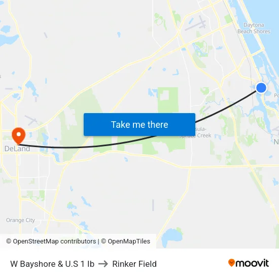 W Bayshore & U.S 1 Ib to Rinker Field map