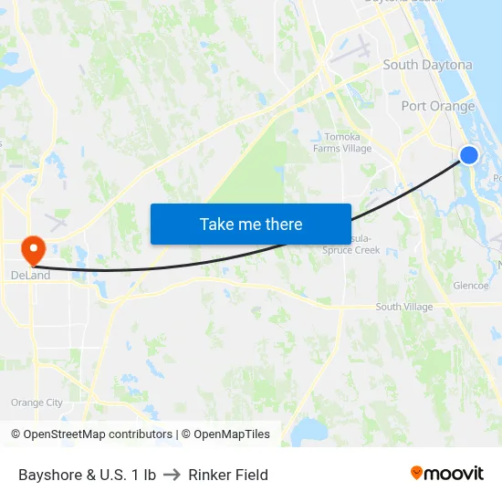 Bayshore & U.S. 1 Ib to Rinker Field map