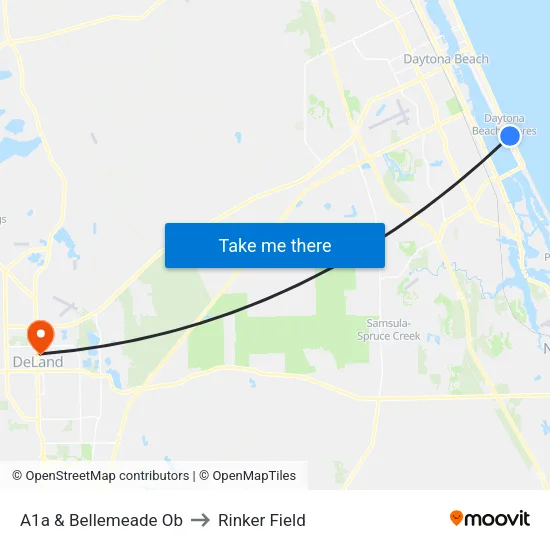 A1a & Bellemeade Ob to Rinker Field map