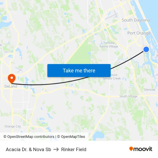 Acacia Dr. & Nova Sb to Rinker Field map