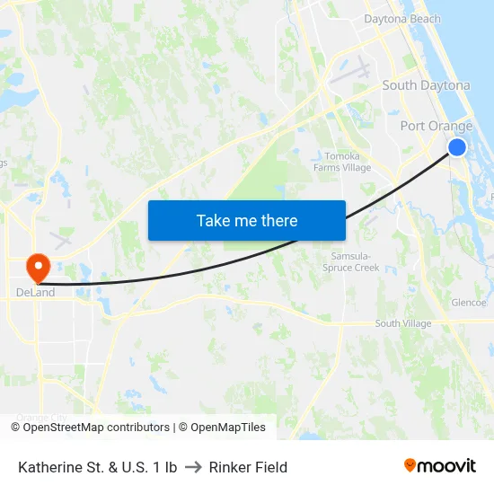 Katherine St. & U.S. 1 Ib to Rinker Field map