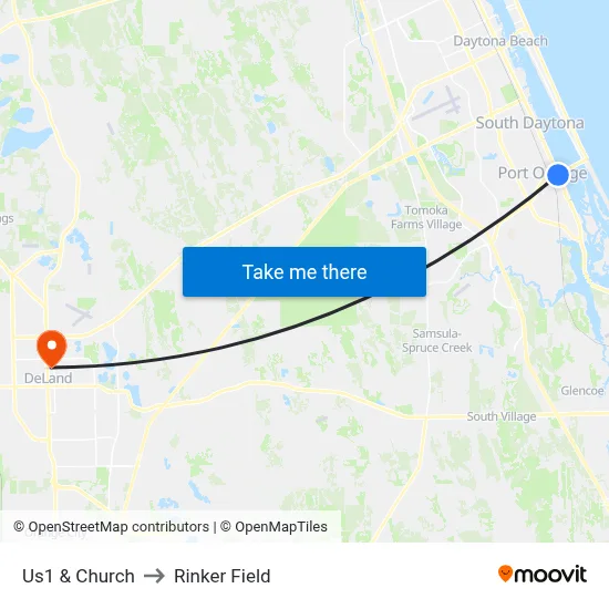 Us1 & Church to Rinker Field map