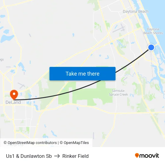 Us1 & Dunlawton  Sb to Rinker Field map