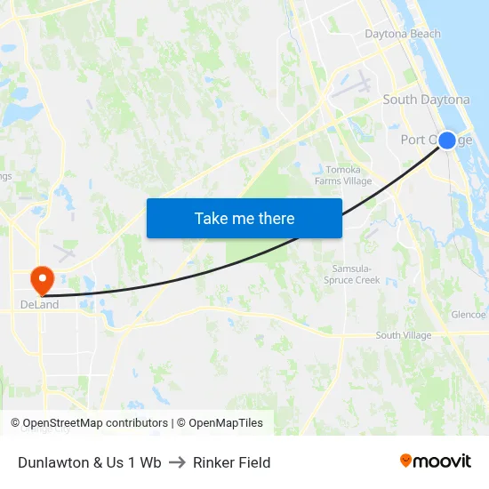 Dunlawton & Us 1 Wb to Rinker Field map