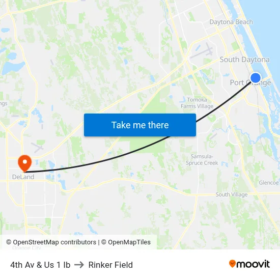 4th Av & Us 1 Ib to Rinker Field map