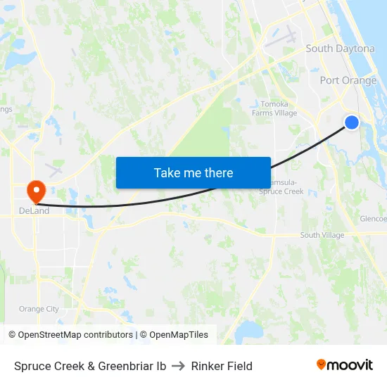 Spruce Creek & Greenbriar Ib to Rinker Field map