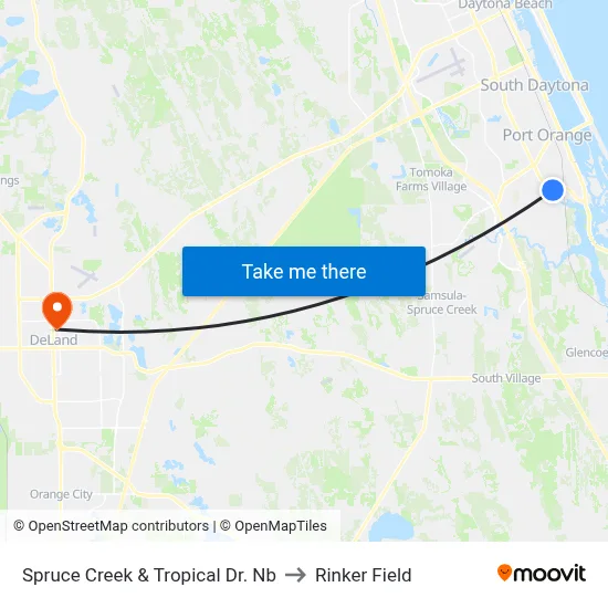 Spruce Creek & Tropical Dr. Nb to Rinker Field map