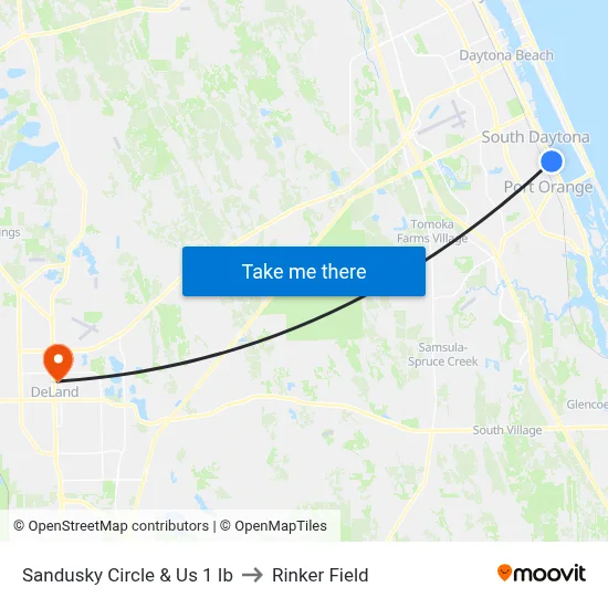 Sandusky Circle & Us 1 Ib to Rinker Field map