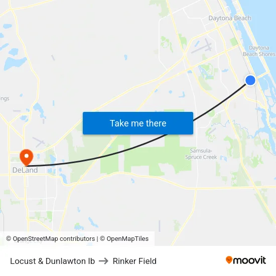 Locust & Dunlawton Ib to Rinker Field map