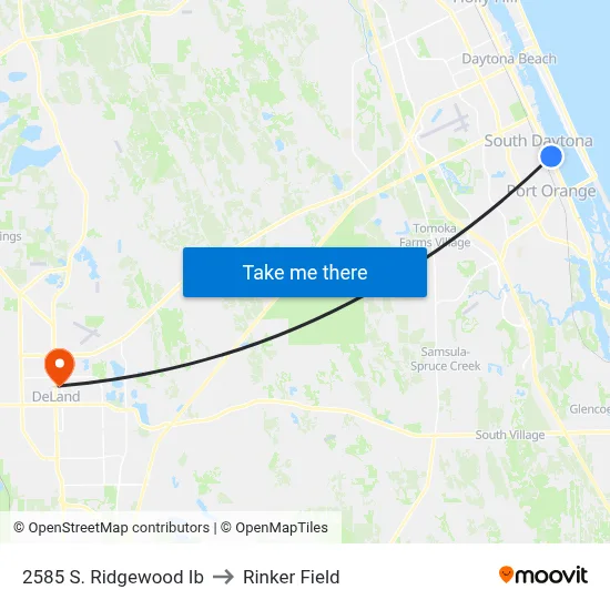 2585 S. Ridgewood Ib to Rinker Field map