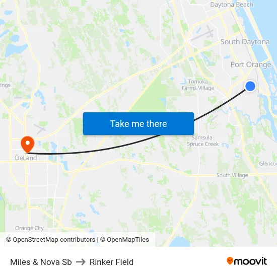 Miles & Nova Sb to Rinker Field map
