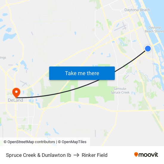Spruce Creek & Dunlawton Ib to Rinker Field map