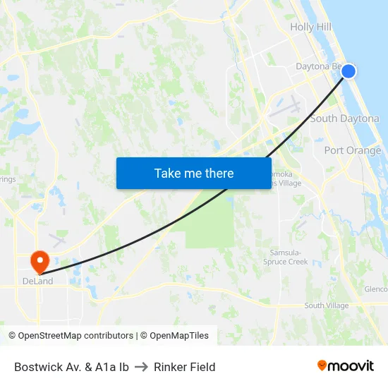 Bostwick Av. & A1a Ib to Rinker Field map