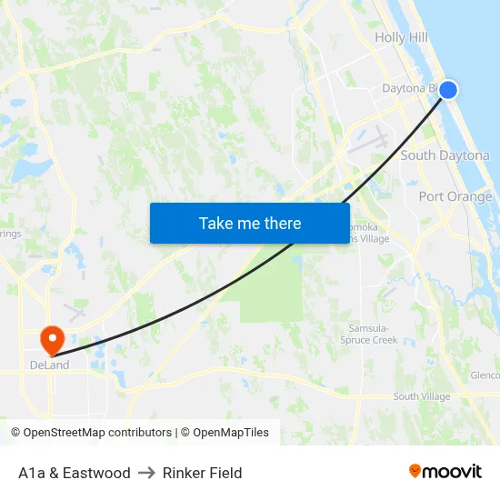 A1a & Eastwood to Rinker Field map