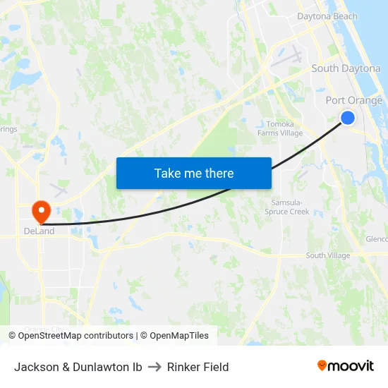 Jackson & Dunlawton Ib to Rinker Field map