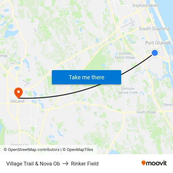 Village Trail & Nova Ob to Rinker Field map