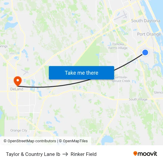 Taylor & Country Lane Ib to Rinker Field map