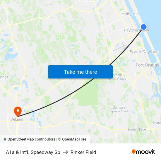 A1a & Int'L Speedway  Sb to Rinker Field map