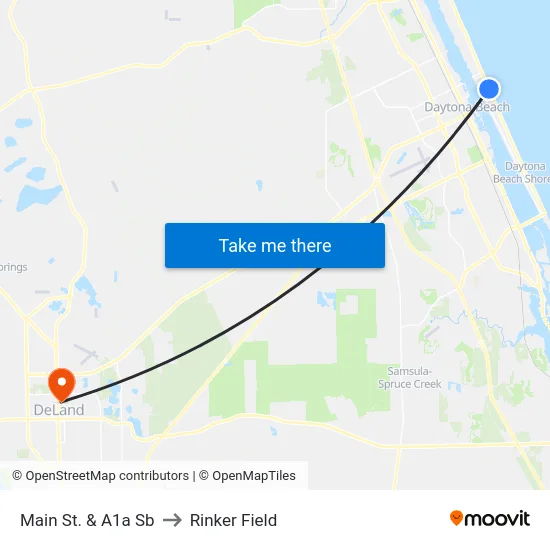 Main St. & A1a  Sb to Rinker Field map