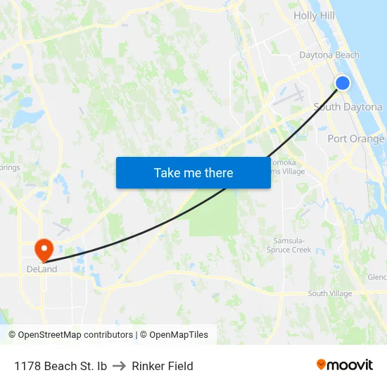 1178 Beach St. Ib to Rinker Field map