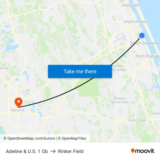 Adeline & U.S. 1 Ob to Rinker Field map