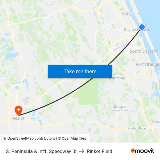 S. Peninsula & Int'L Speedway Ib to Rinker Field map