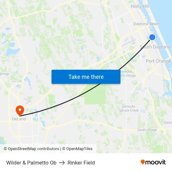 Wilder & Palmetto Ob to Rinker Field map