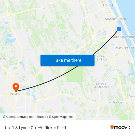 Us. 1 & Lynne Ob to Rinker Field map