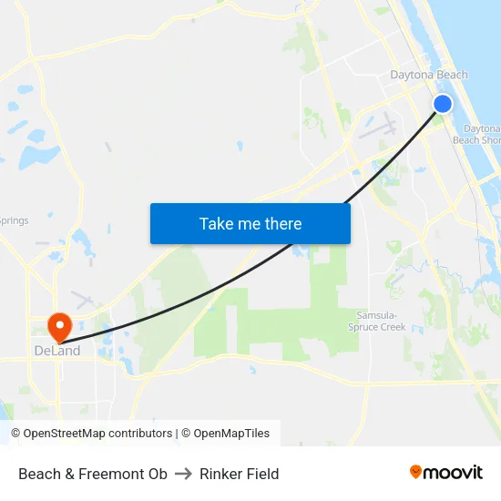 Beach & Freemont Ob to Rinker Field map