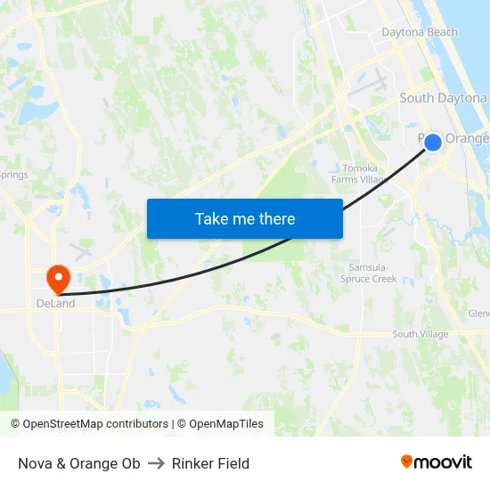 Nova & Orange Ob to Rinker Field map