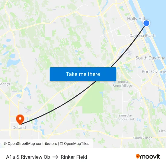 A1a & Riverview Ob to Rinker Field map